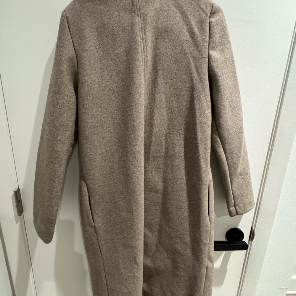 Zara Taupe Single-Breasted Long Coat - Picture 4 of 5